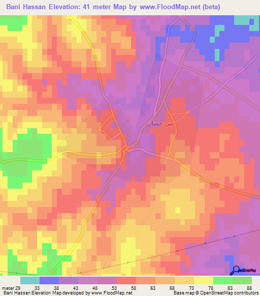 Bani Hassan,Tunisia Elevation Map