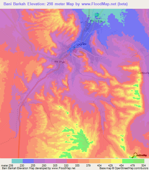 Bani Barkah,Tunisia Elevation Map