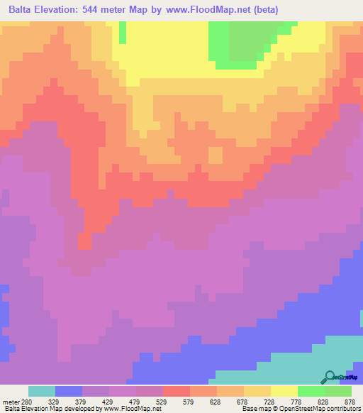 Balta,Tunisia Elevation Map