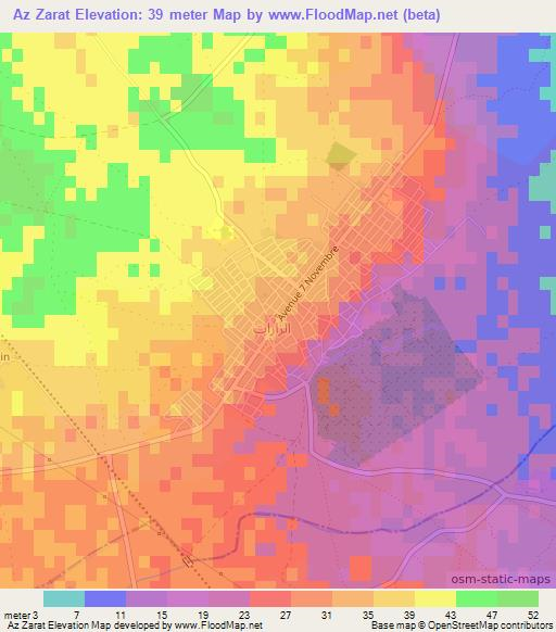Az Zarat,Tunisia Elevation Map