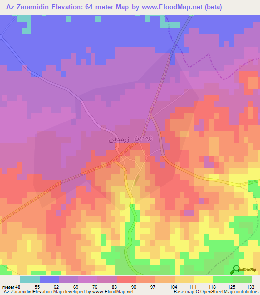 Az Zaramidin,Tunisia Elevation Map