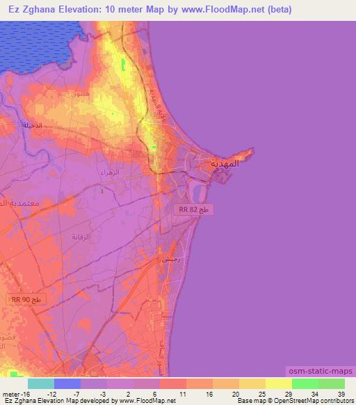 Ez Zghana,Tunisia Elevation Map