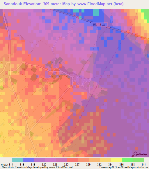 Sanndouk,Tunisia Elevation Map