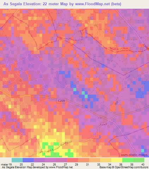 As Segala,Tunisia Elevation Map