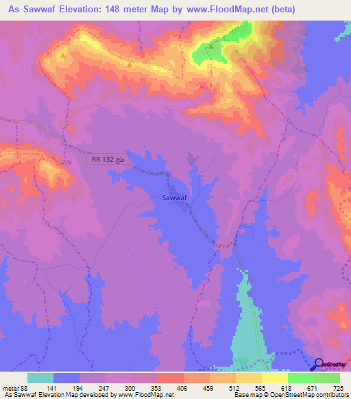 As Sawwaf,Tunisia Elevation Map