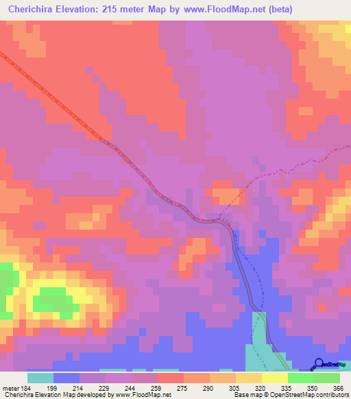 Cherichira,Tunisia Elevation Map