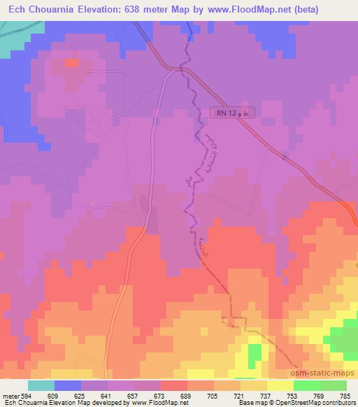 Ech Chouarnia,Tunisia Elevation Map