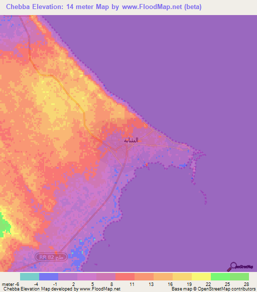 Chebba,Tunisia Elevation Map