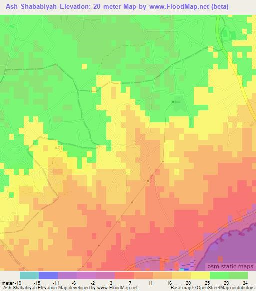 Ash Shababiyah,Tunisia Elevation Map