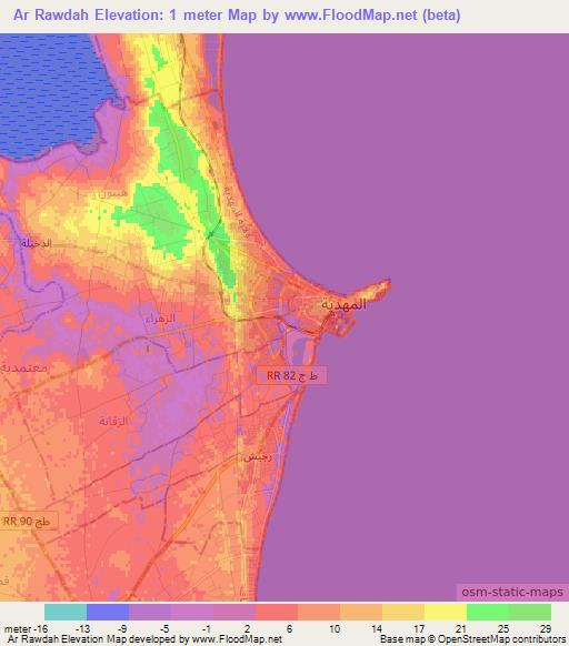 Ar Rawdah,Tunisia Elevation Map