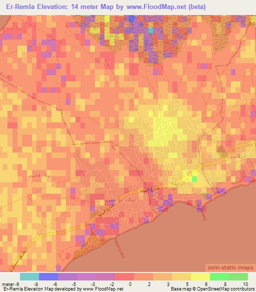 Er-Remla,Tunisia Elevation Map