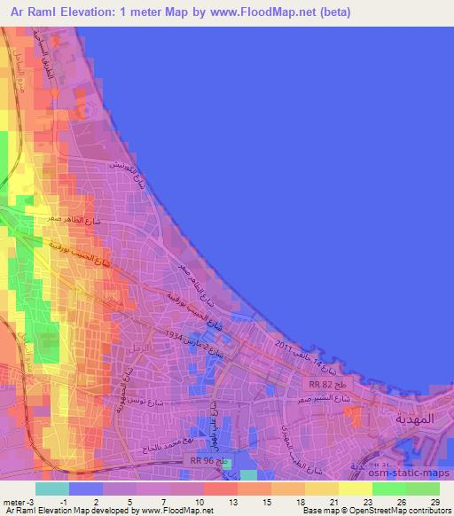 Ar Raml,Tunisia Elevation Map