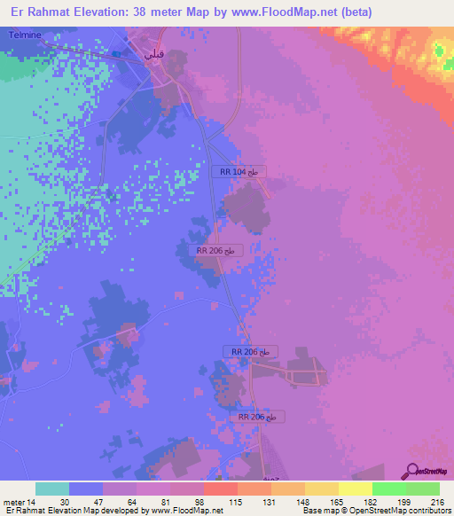 Er Rahmat,Tunisia Elevation Map