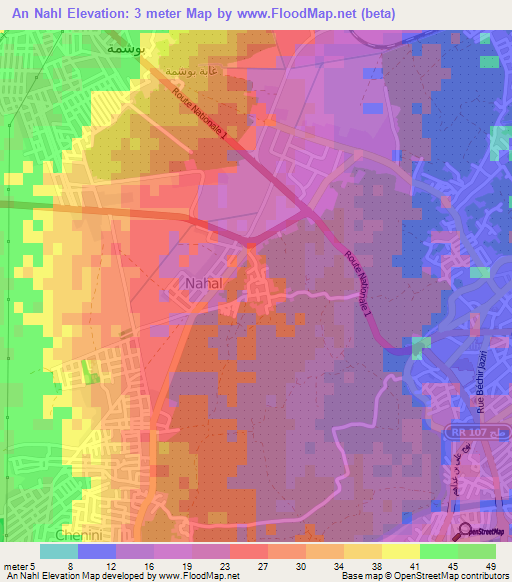 An Nahl,Tunisia Elevation Map