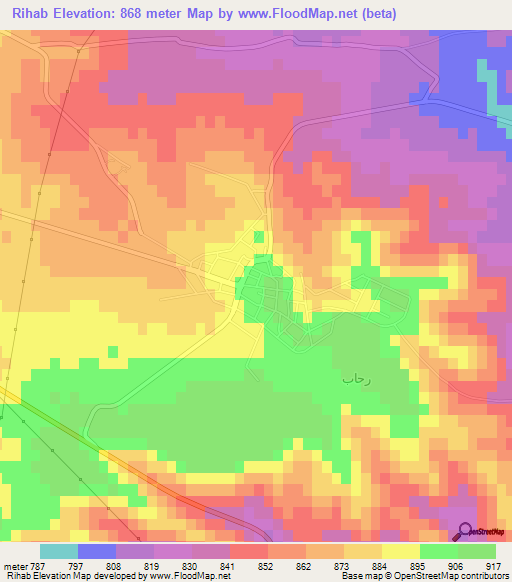 Rihab,Jordan Elevation Map