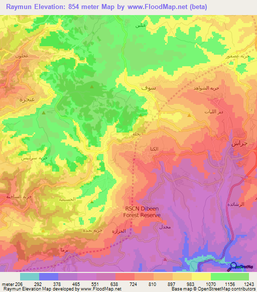 Raymun,Jordan Elevation Map
