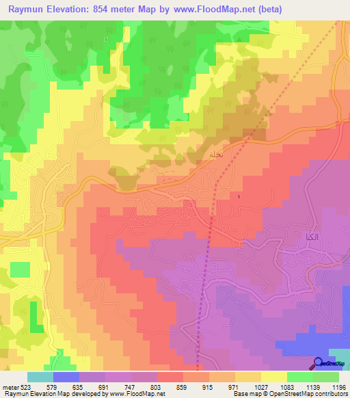 Raymun,Jordan Elevation Map
