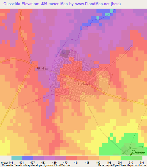 Ousseltia,Tunisia Elevation Map