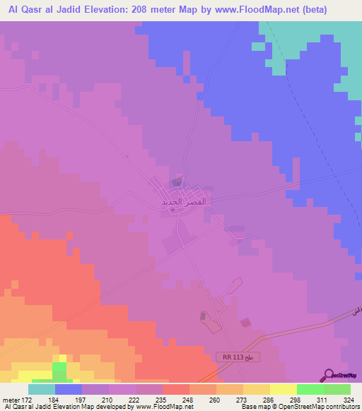 Al Qasr al Jadid,Tunisia Elevation Map
