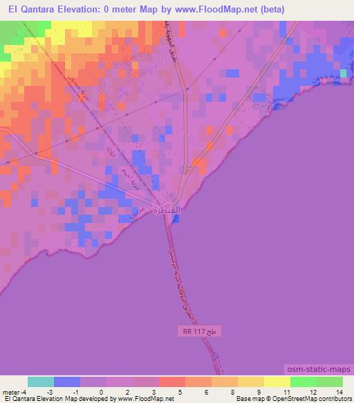 El Qantara,Tunisia Elevation Map
