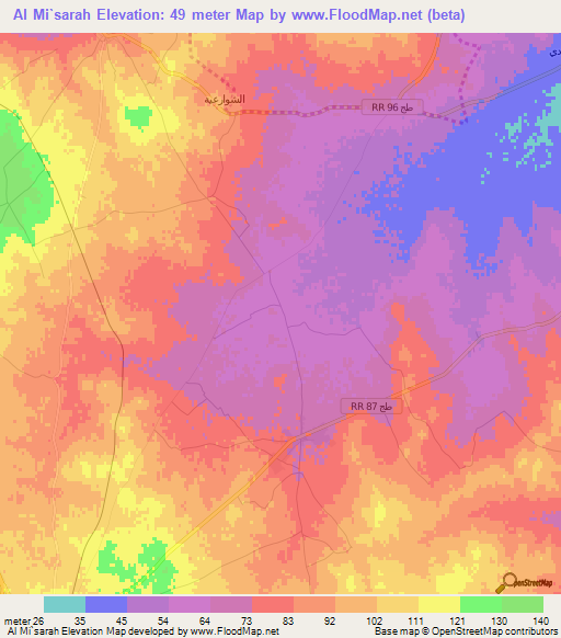 Al Mi`sarah,Tunisia Elevation Map