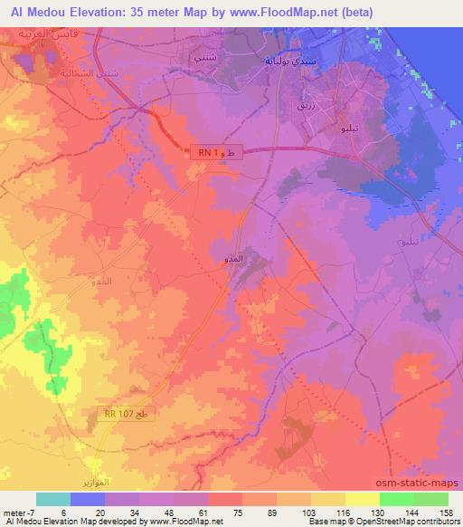 Al Medou,Tunisia Elevation Map