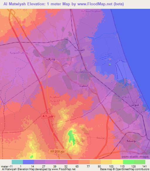 Al Matwiyah,Tunisia Elevation Map