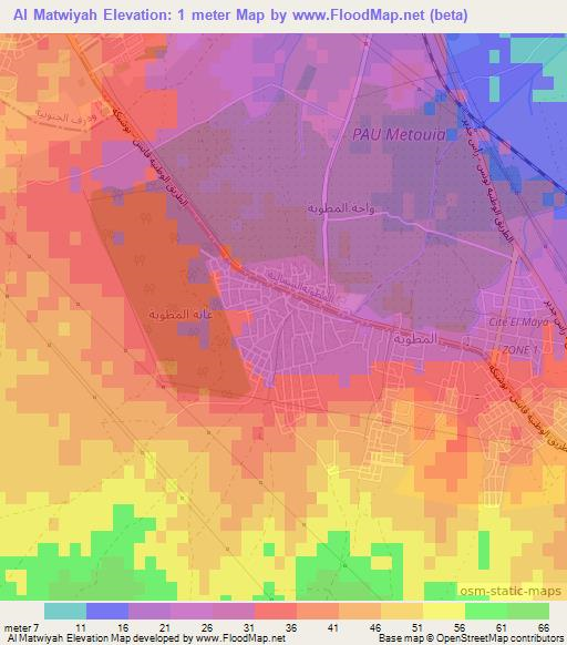 Al Matwiyah,Tunisia Elevation Map
