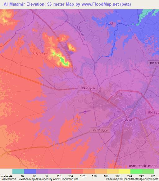 Al Matamir,Tunisia Elevation Map
