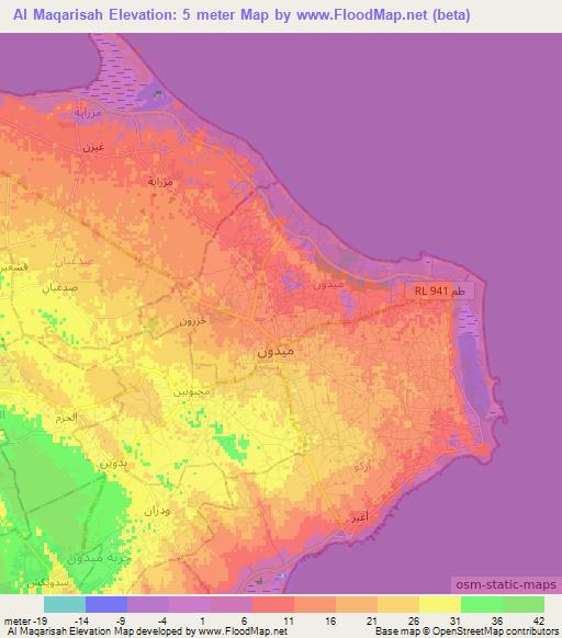 Al Maqarisah,Tunisia Elevation Map