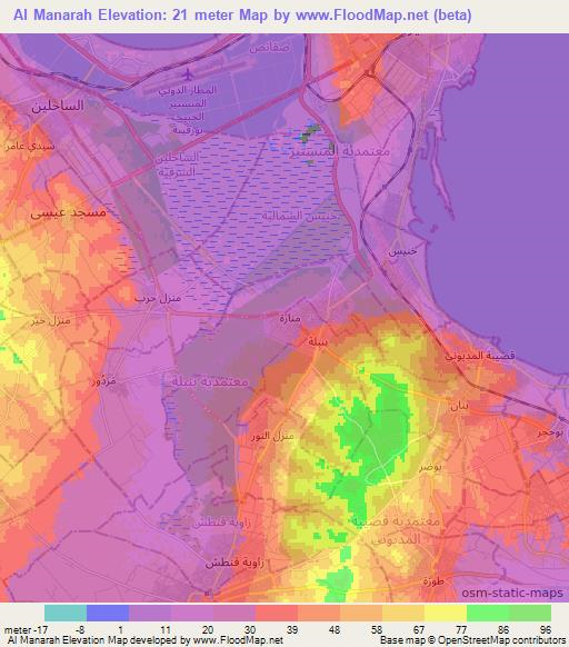 Al Manarah,Tunisia Elevation Map