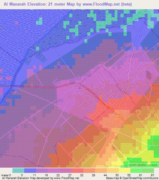 Al Manarah,Tunisia Elevation Map