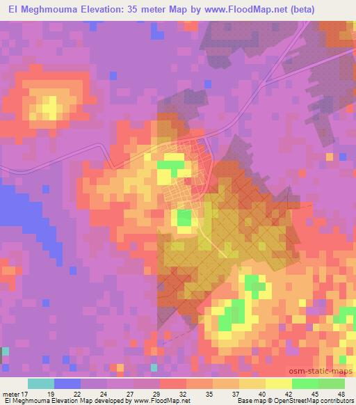 El Meghmouma,Tunisia Elevation Map