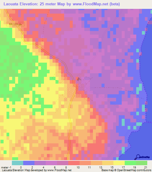 Laouata,Tunisia Elevation Map