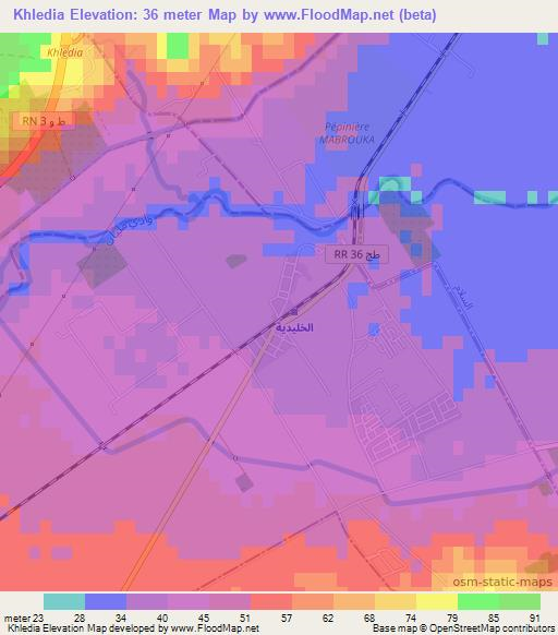 Khledia,Tunisia Elevation Map