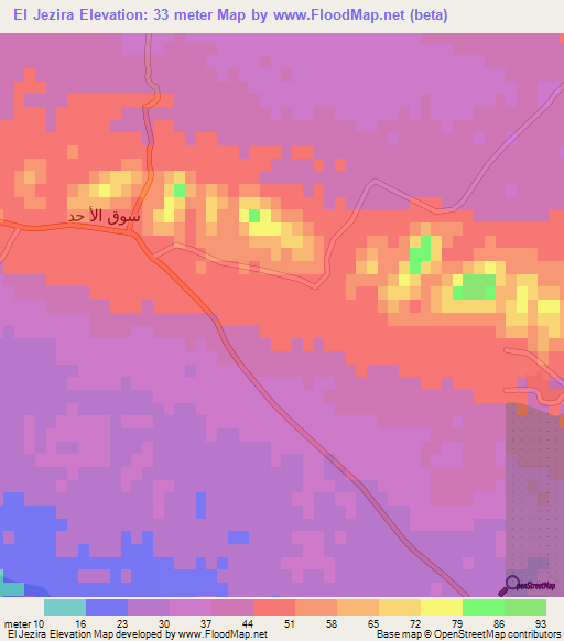 El Jezira,Tunisia Elevation Map
