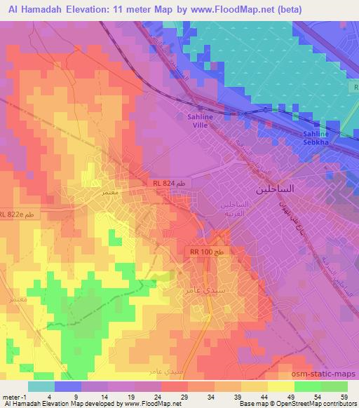 Al Hamadah,Tunisia Elevation Map
