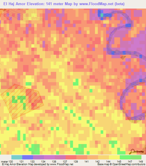 El Haj Amor,Tunisia Elevation Map