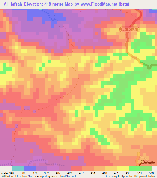 Al Hafsah,Tunisia Elevation Map