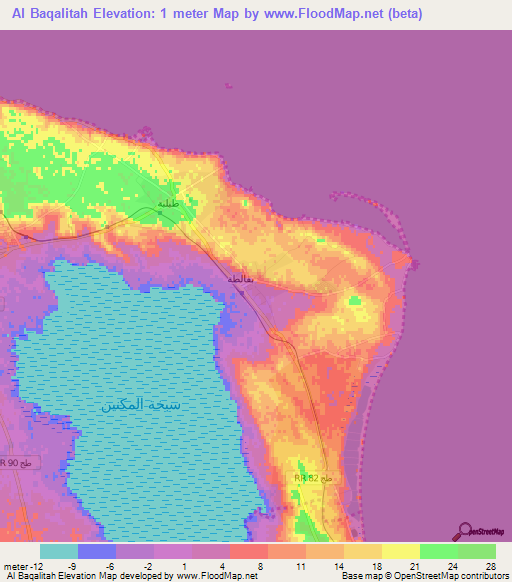 Al Baqalitah,Tunisia Elevation Map