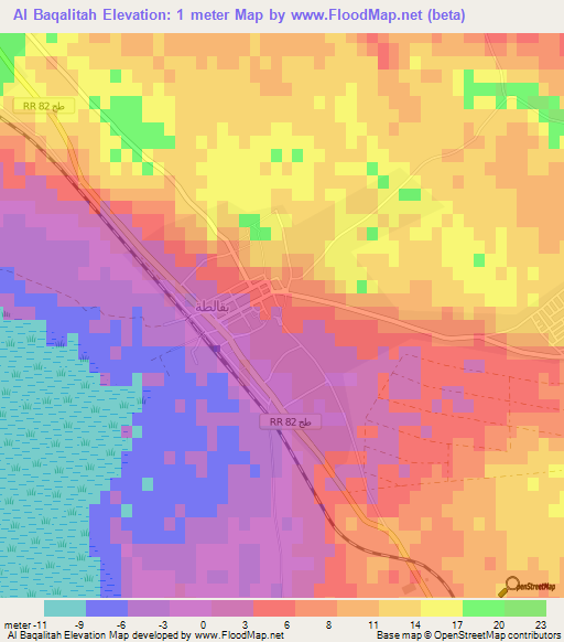 Al Baqalitah,Tunisia Elevation Map