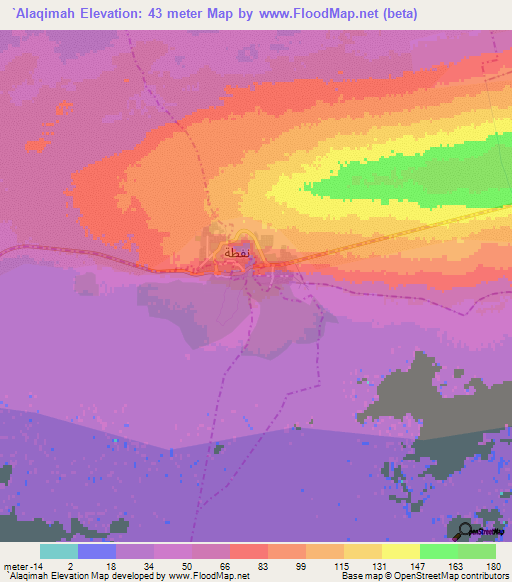 `Alaqimah,Tunisia Elevation Map