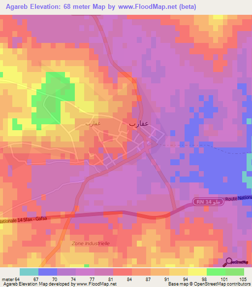 Agareb,Tunisia Elevation Map