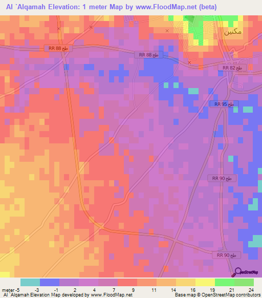 Al `Alqamah,Tunisia Elevation Map