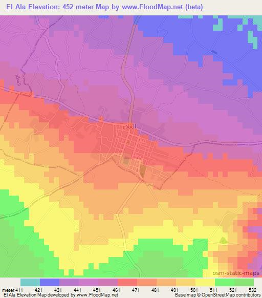 El Ala,Tunisia Elevation Map