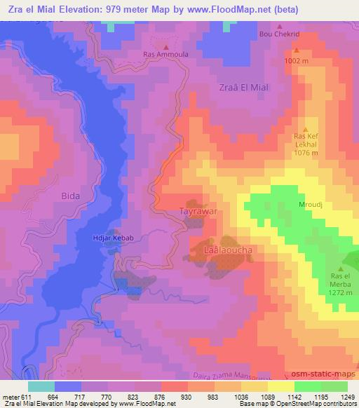 Zra el Mial,Algeria Elevation Map