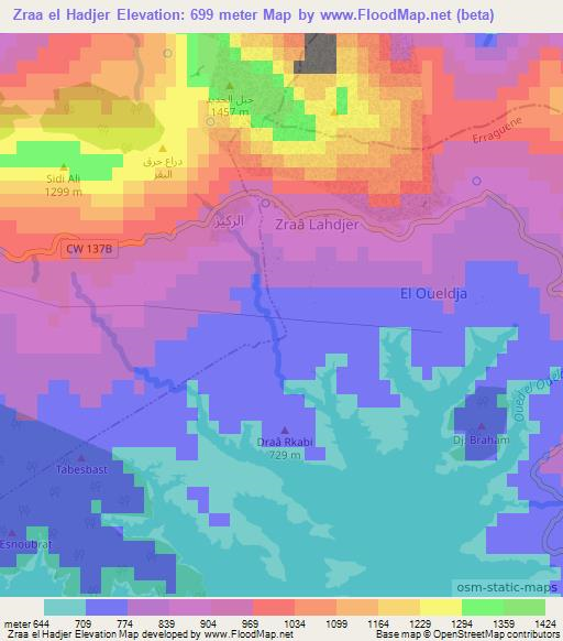 Zraa el Hadjer,Algeria Elevation Map