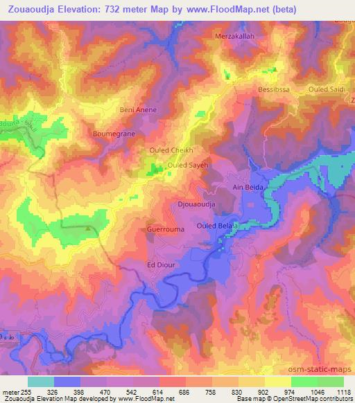 Zouaoudja,Algeria Elevation Map