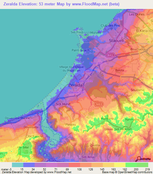 Zeralda,Algeria Elevation Map