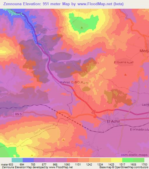 Zennouna,Algeria Elevation Map